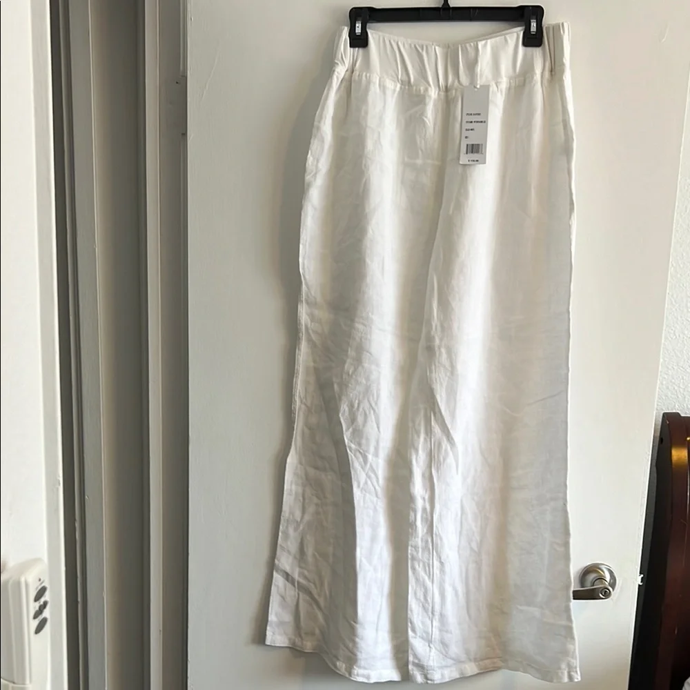 Karyn Seo Elegant White Linen Psnts - Picture 2 of 4